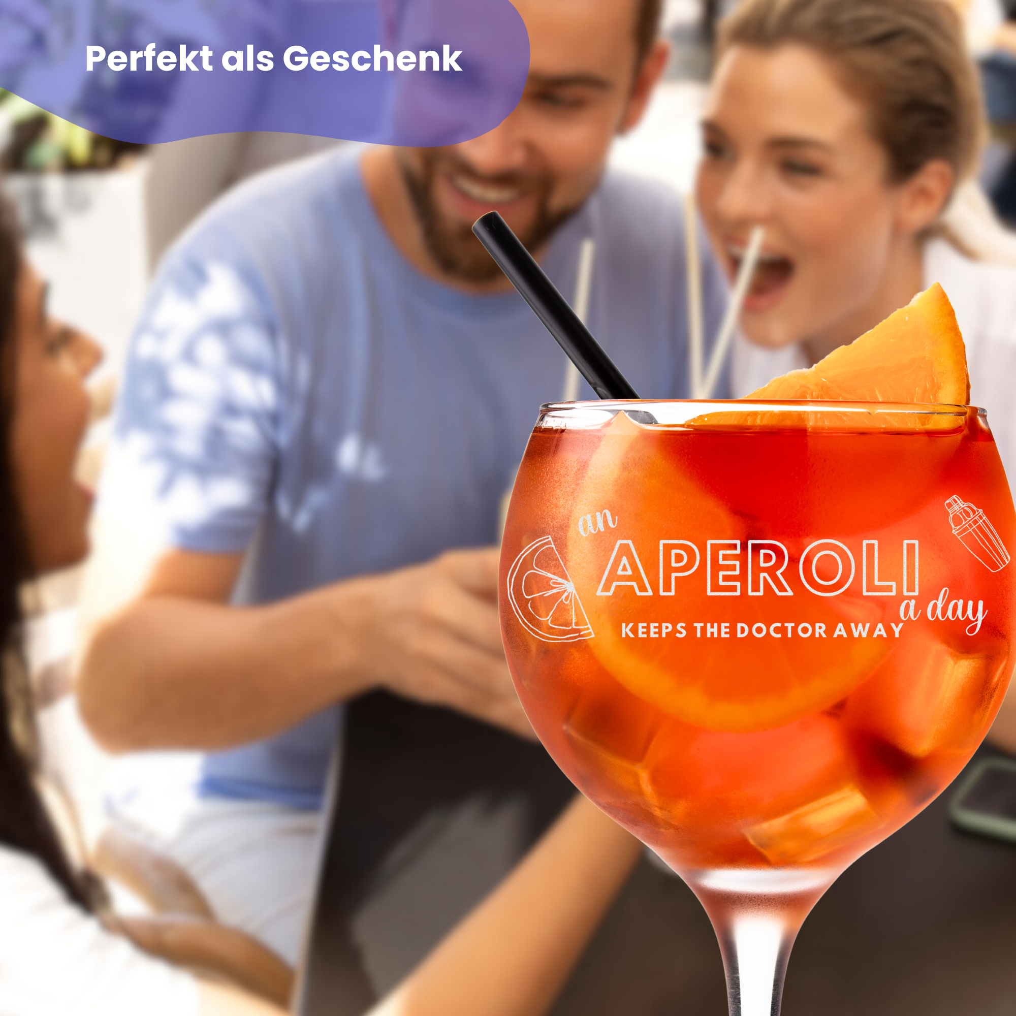 Aperoli-Glas mit Textgravur als Geschenk für Freunde und Partner