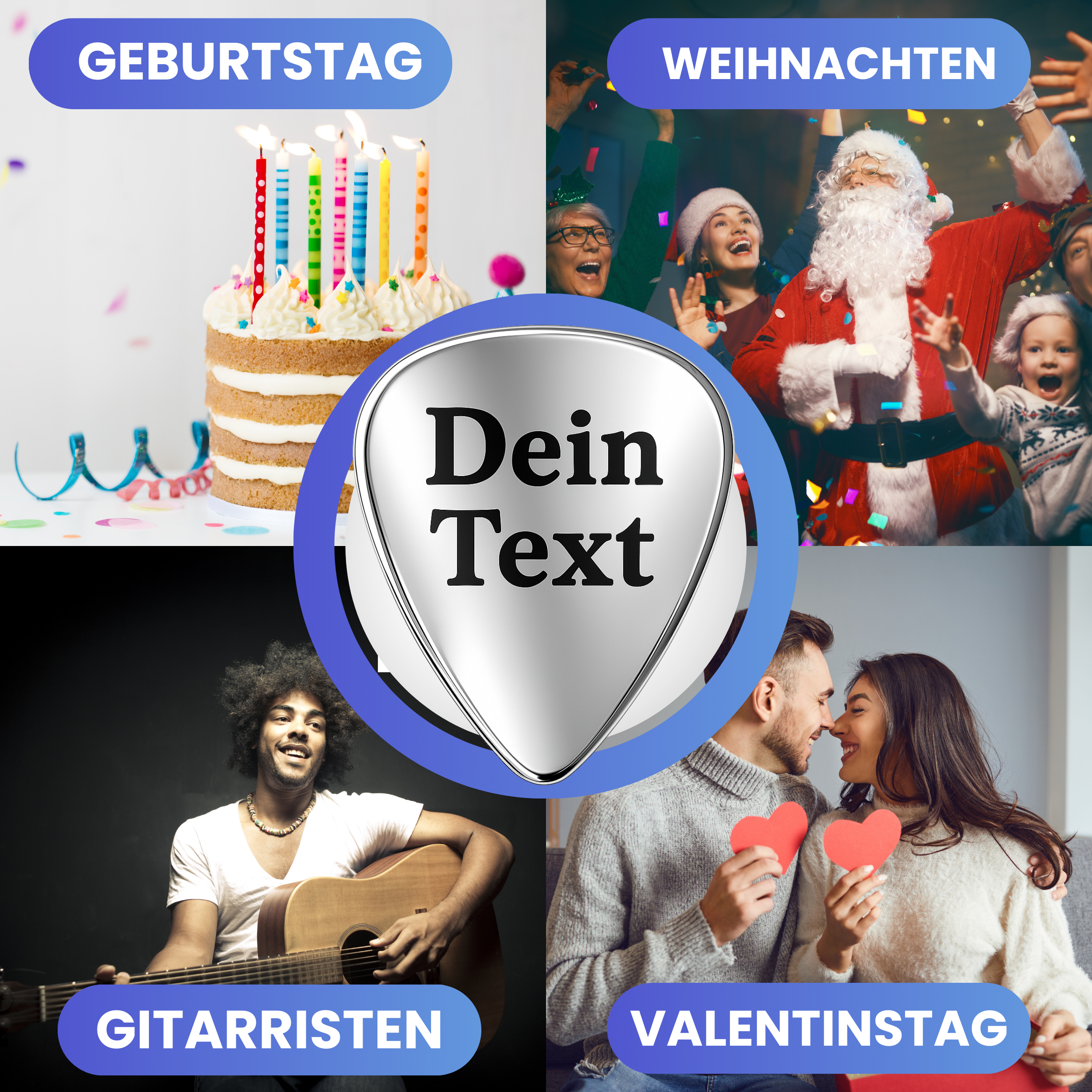 Edelstahl Plektrum Geburtstag Weihnachten Gitarristen Valentinstag