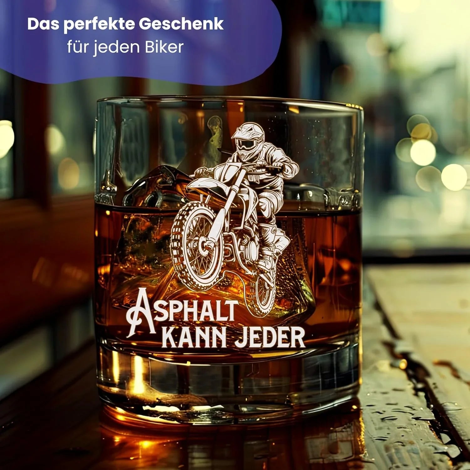 Glas mit Gravur Motocross