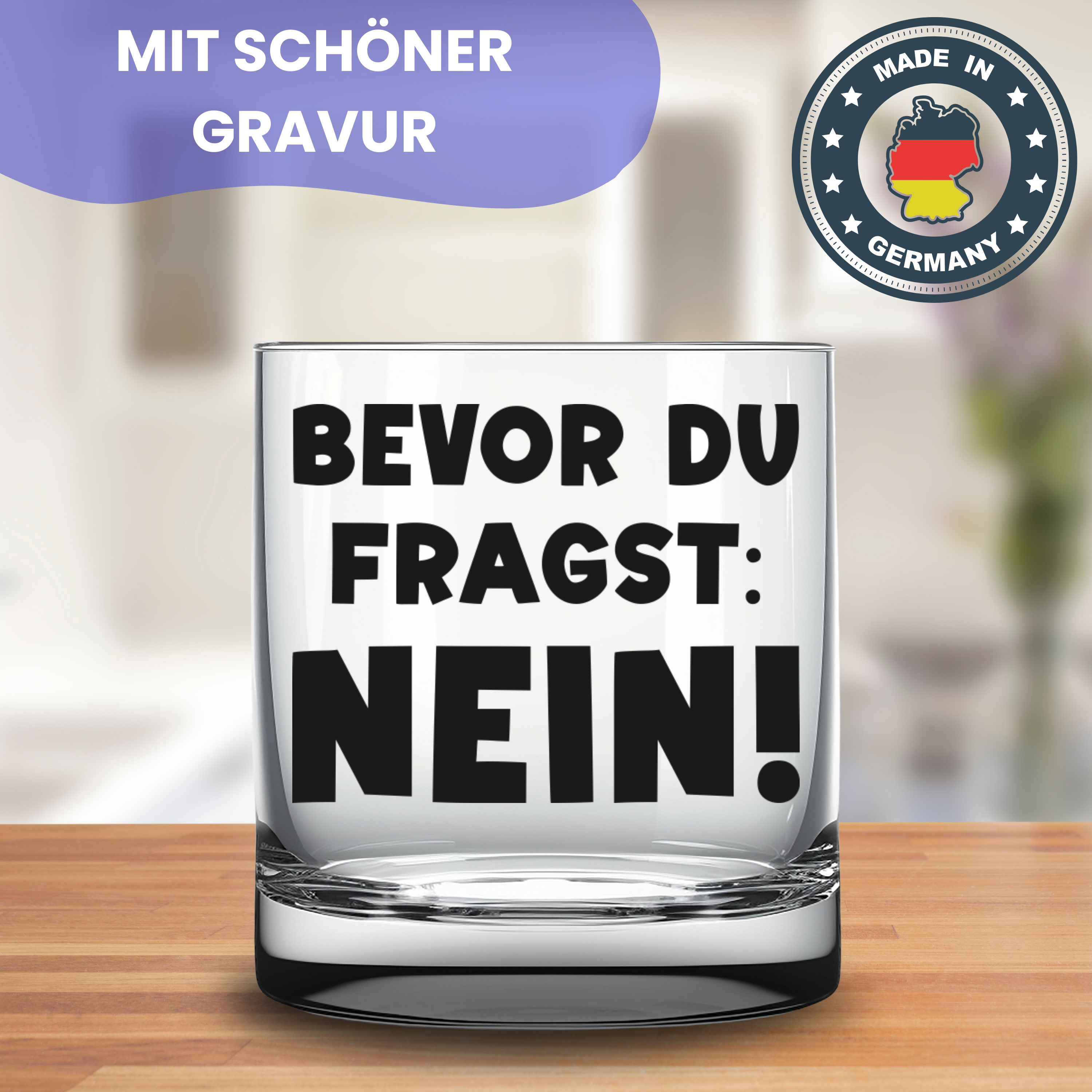 Glas mit Textgravur mit persönlichem Text