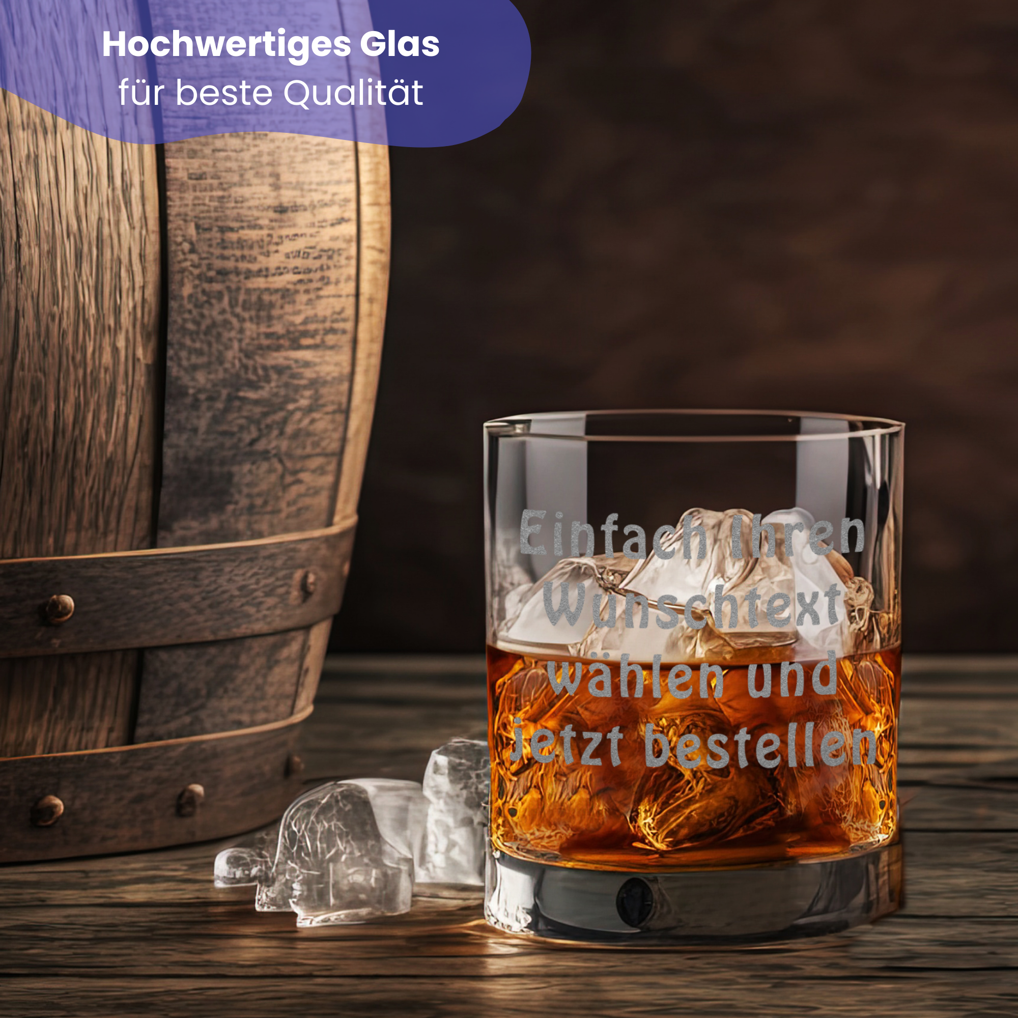 Glas mit personalisierbarem Text Gravur