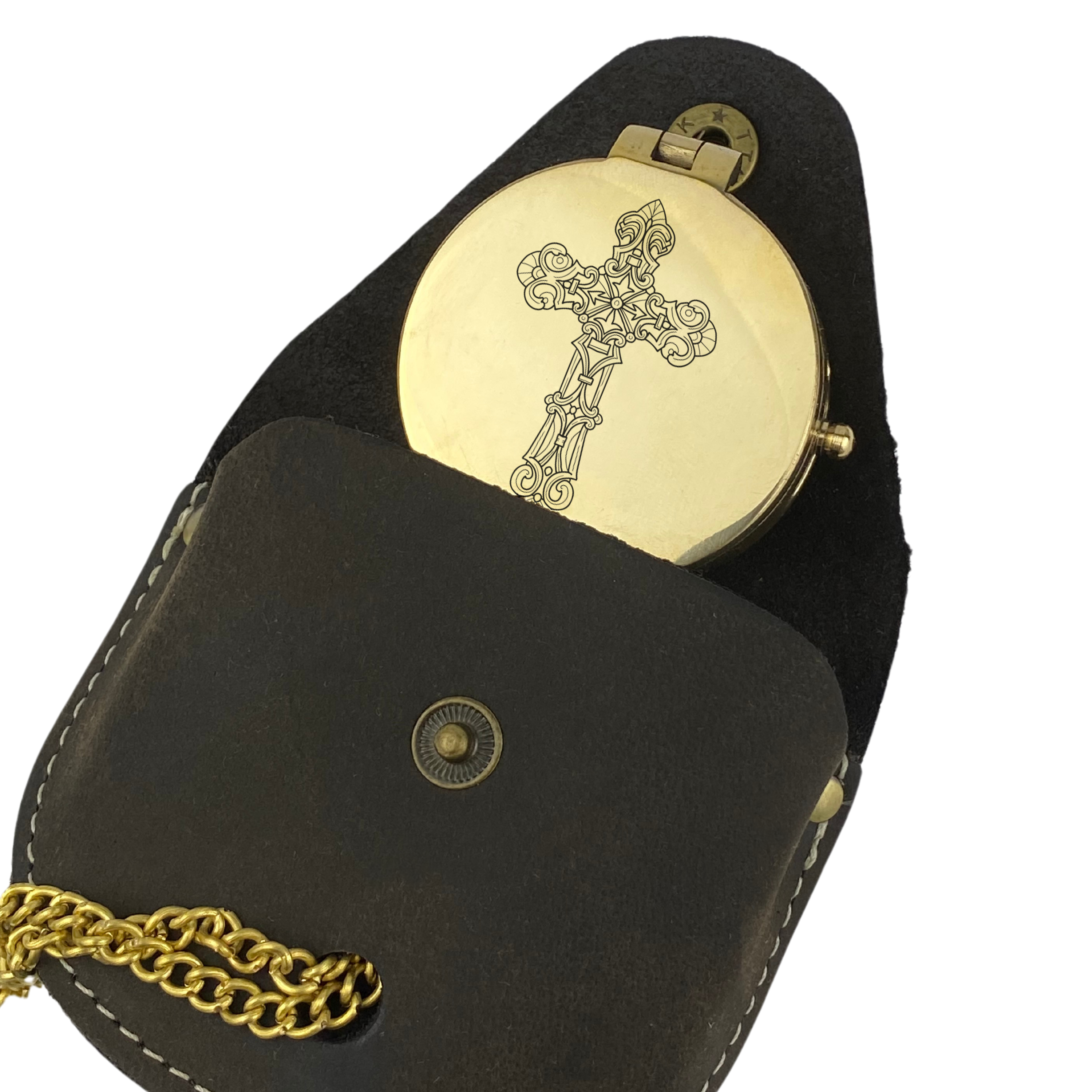 Kompass gold Messing mit Gravur Nautic Schiffahrt personalisiert Gottes Segen Kirche Taufe Geschenk Kreuz