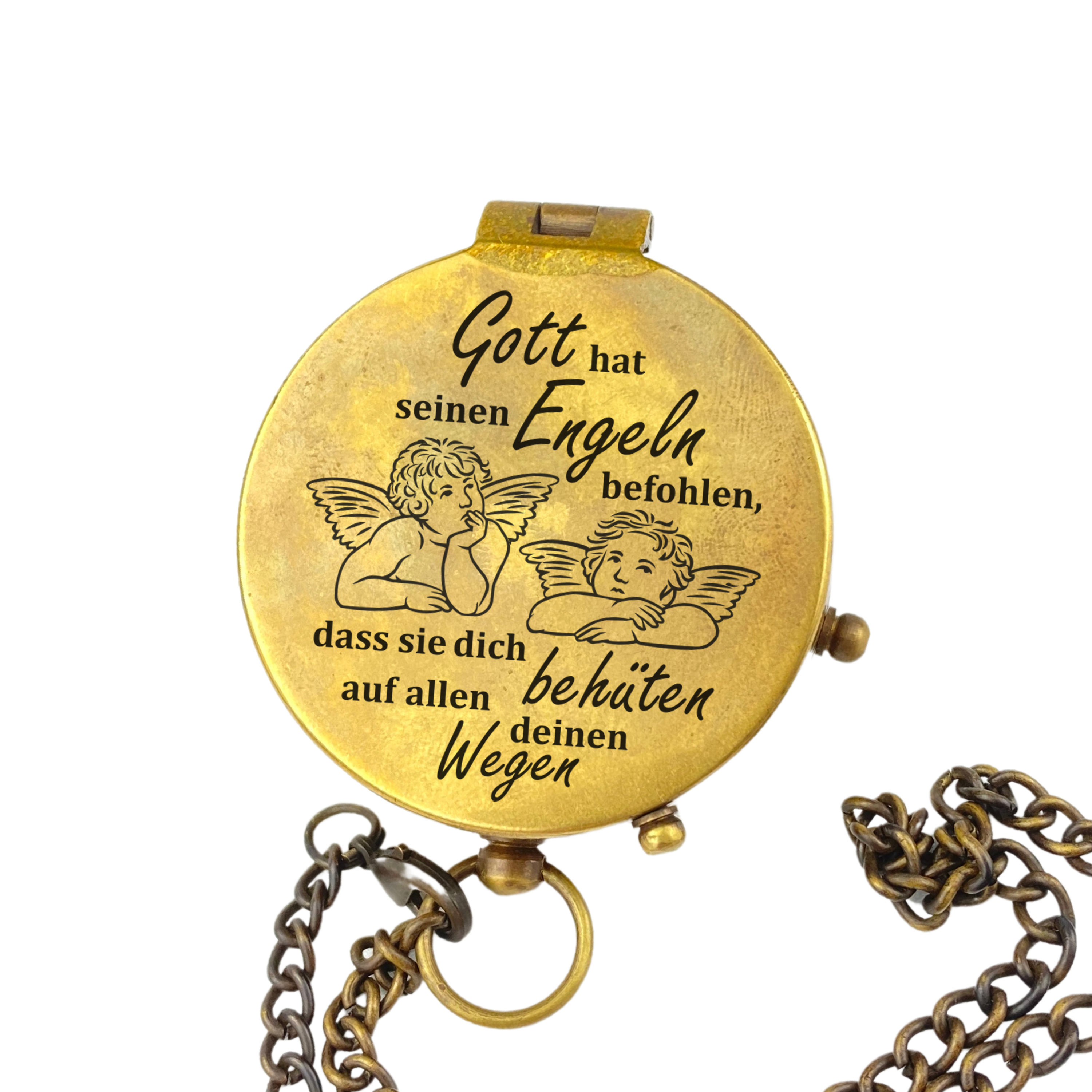 Kompass vintage mit Engel gravuren personalsiert Geschenk für Taufen