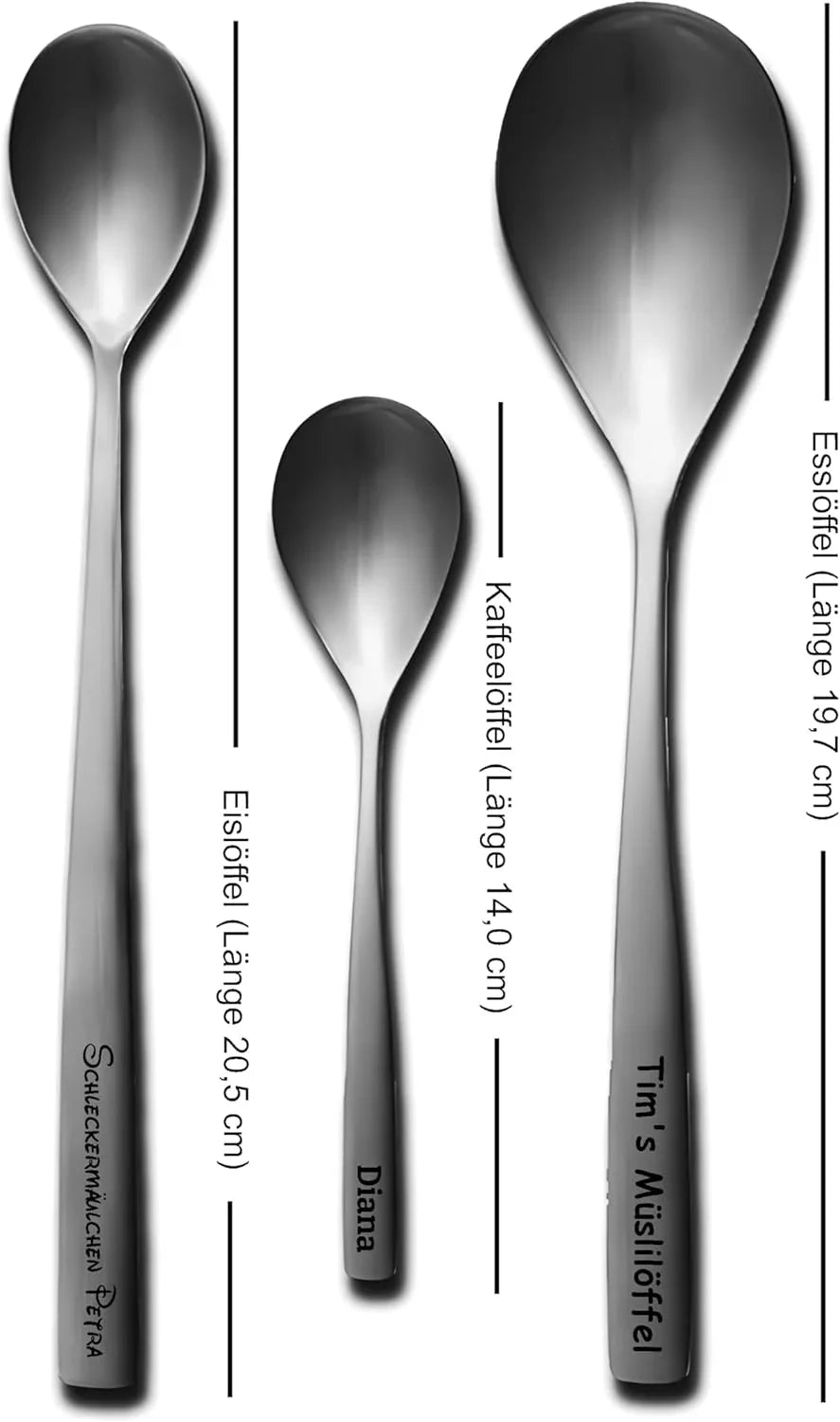 Löffel in silber mit Text Wunsch Gravur