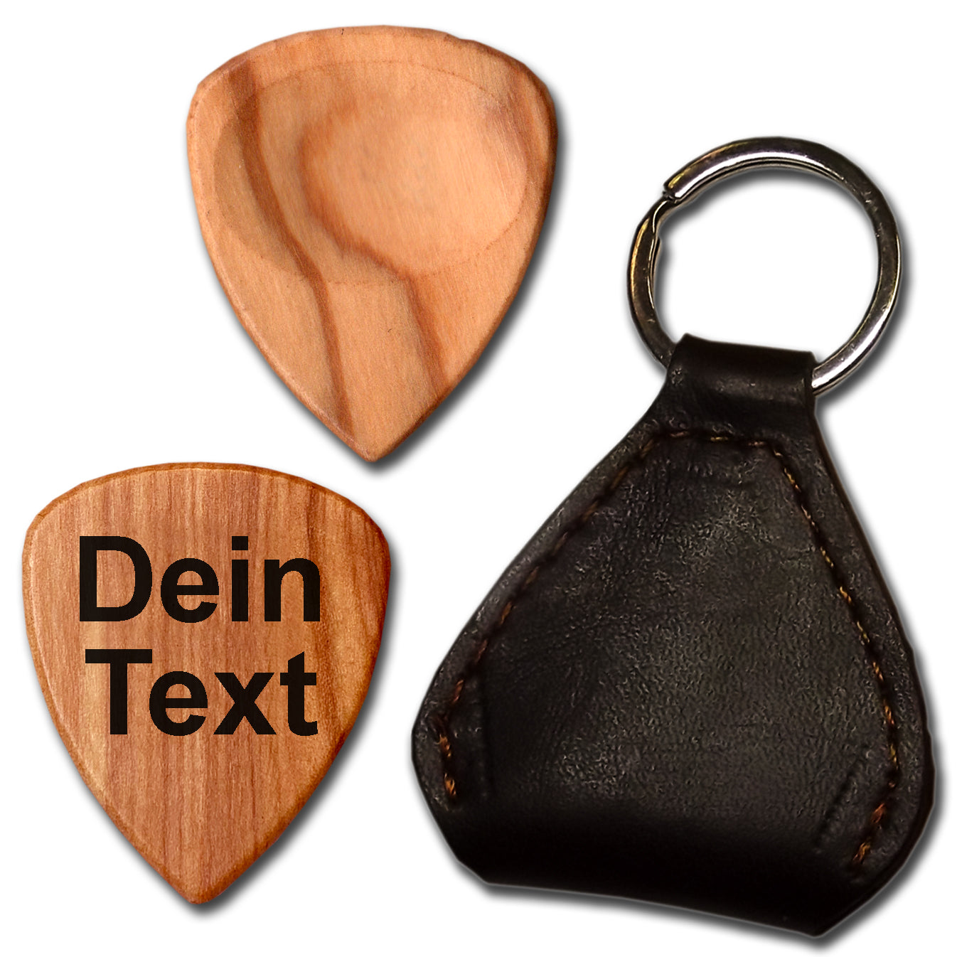 Plektrum mit Gravur Text Olive