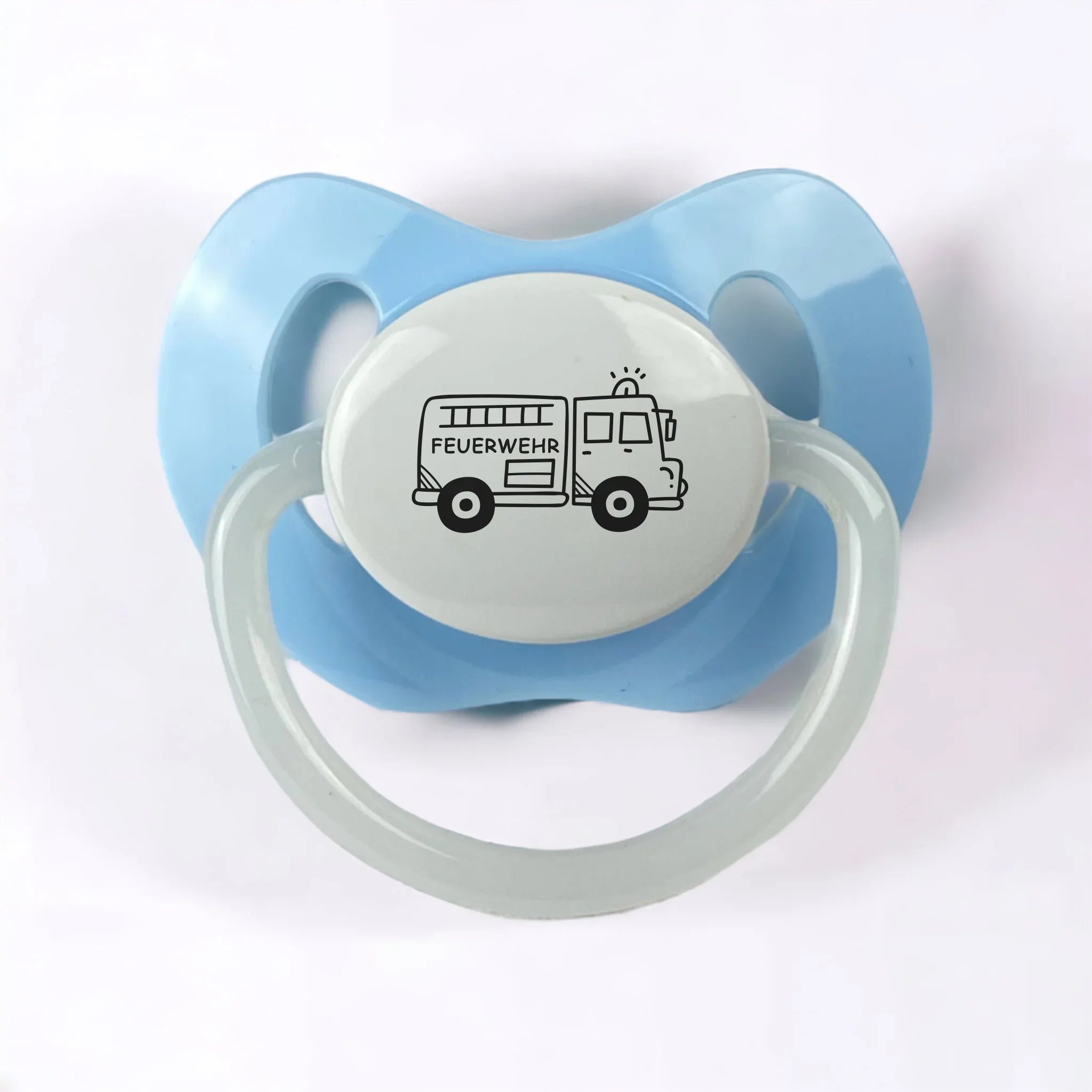 Schnuller blau mit Feuerwehr Gravur