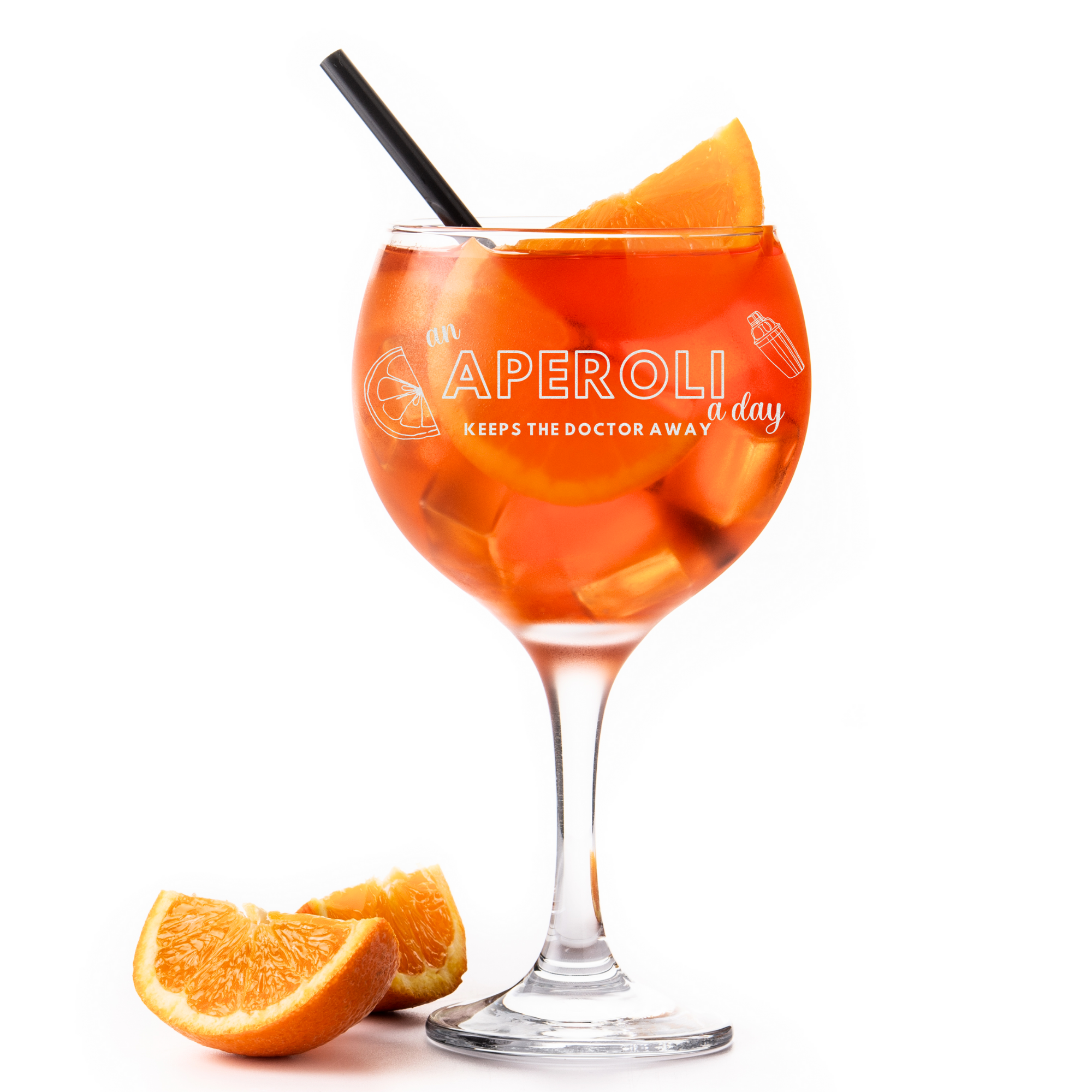 Aperoli-Glas mit Textgravurwitzig