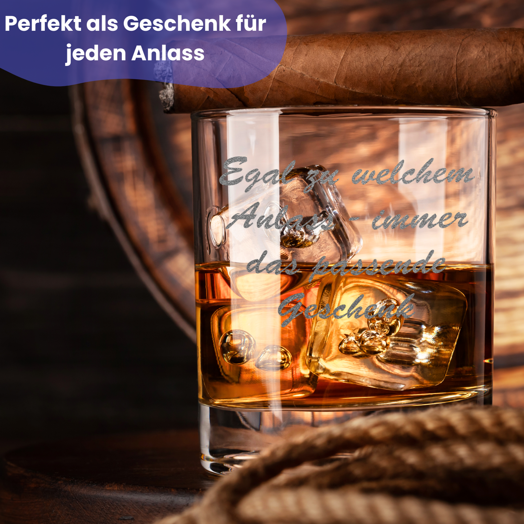 Ein Geschenk Glas mit Textgravur 