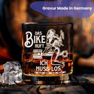 Glas mit Gravur Motorrad Frau