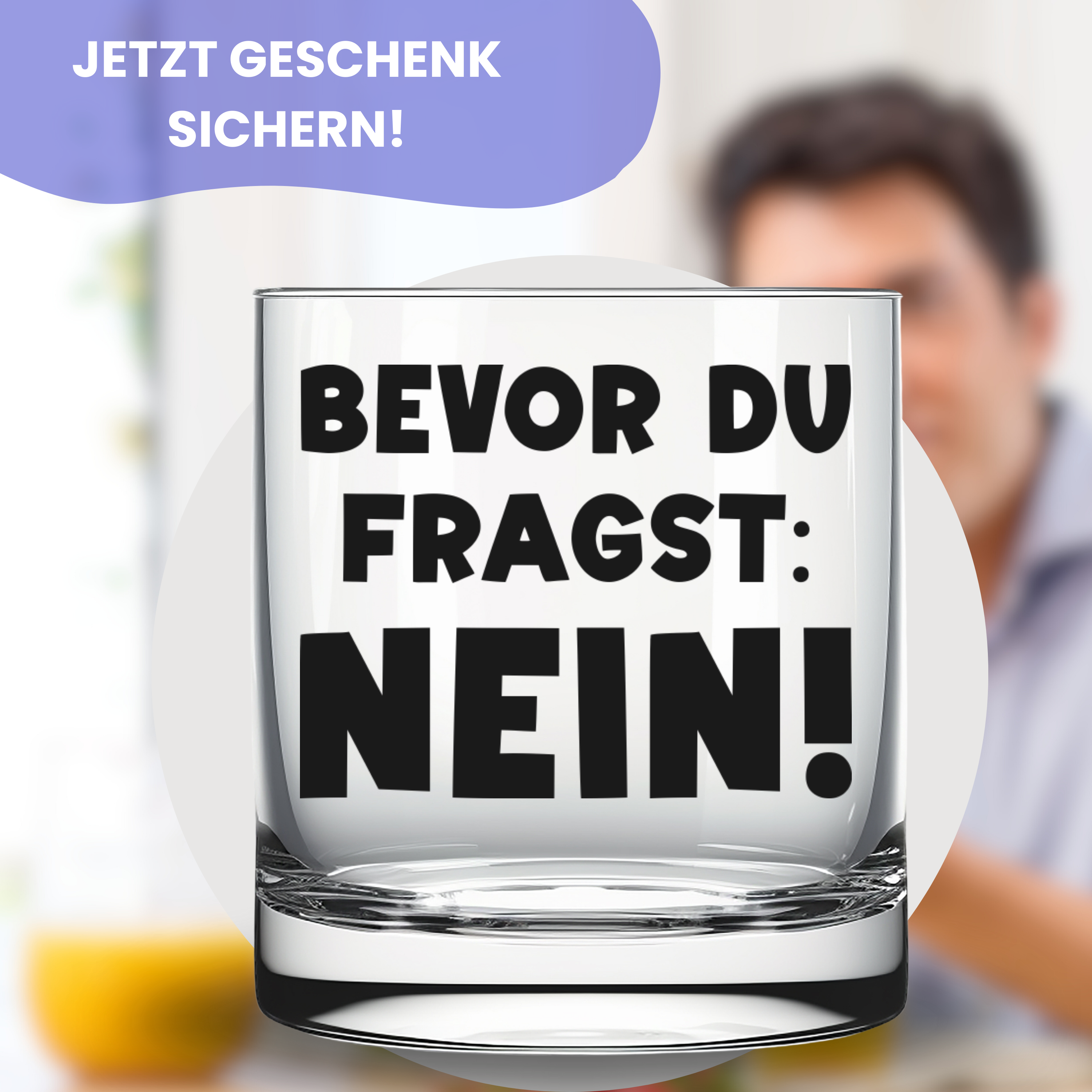 Glas mit Textgravur 