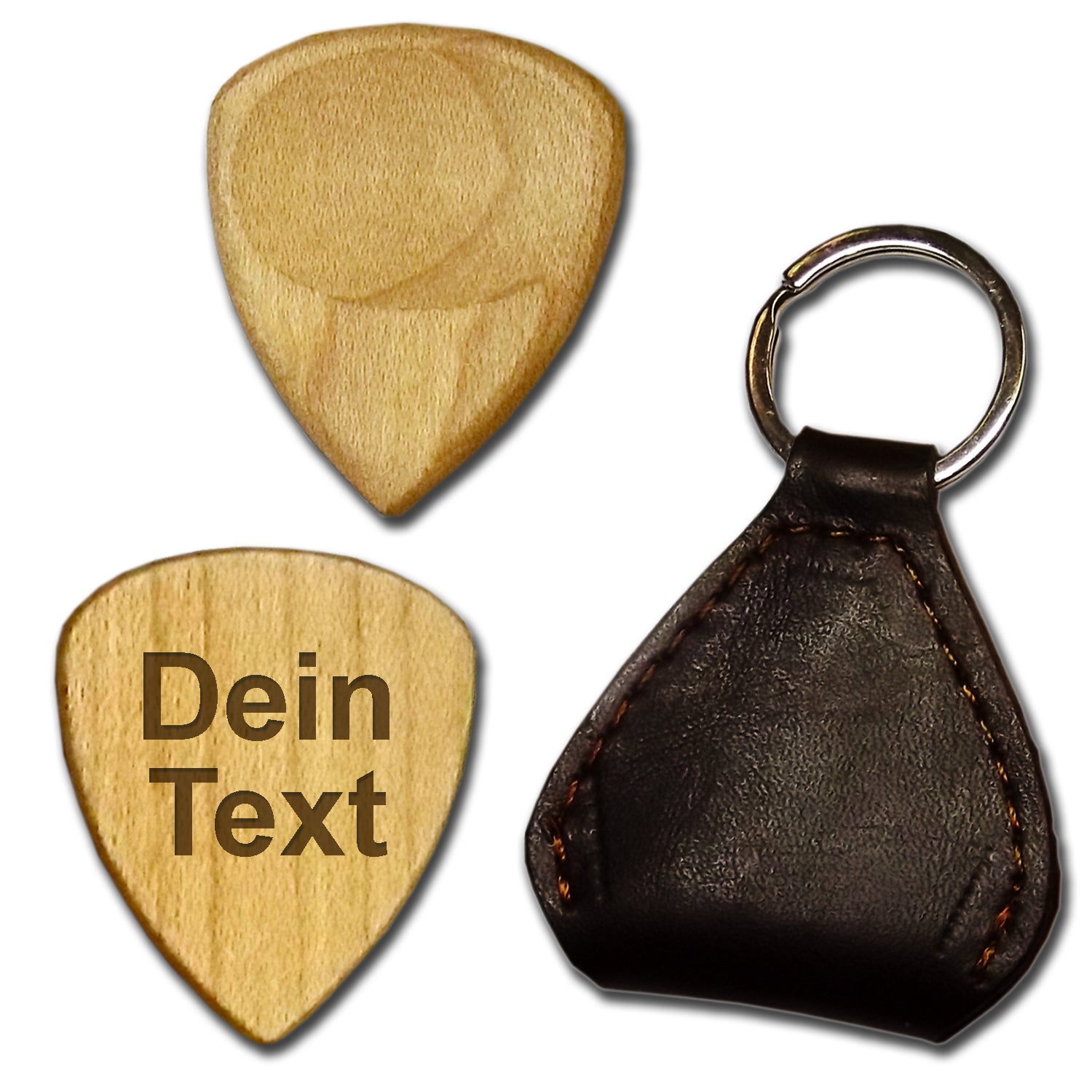 Plektrum mit Gravur Text Ahorn